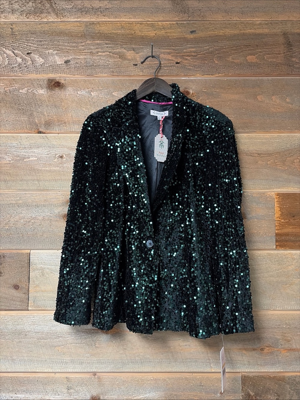 Nanette Lepore Sequin Blazer Women S Emerald Green Glam Disco Holiday Sparkle